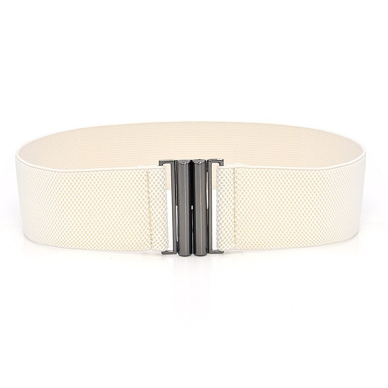 Cintura elastica larga da donna cintura tinta unita accessori cintura elasticizzata corsetto largo vita fibbia in metallo cintura femminile calda: 4