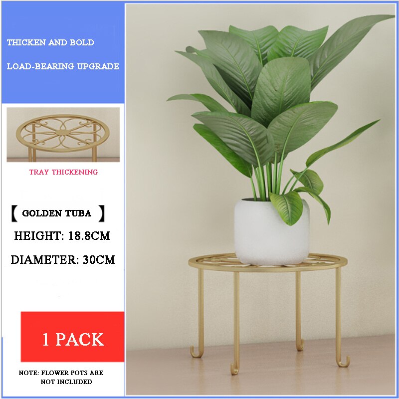 Iron Art Pot Holder Metal Plants Stand Flowerpot Holder Flower Pot Supporting Indoor Outdoor Garden Decor: Large gold
