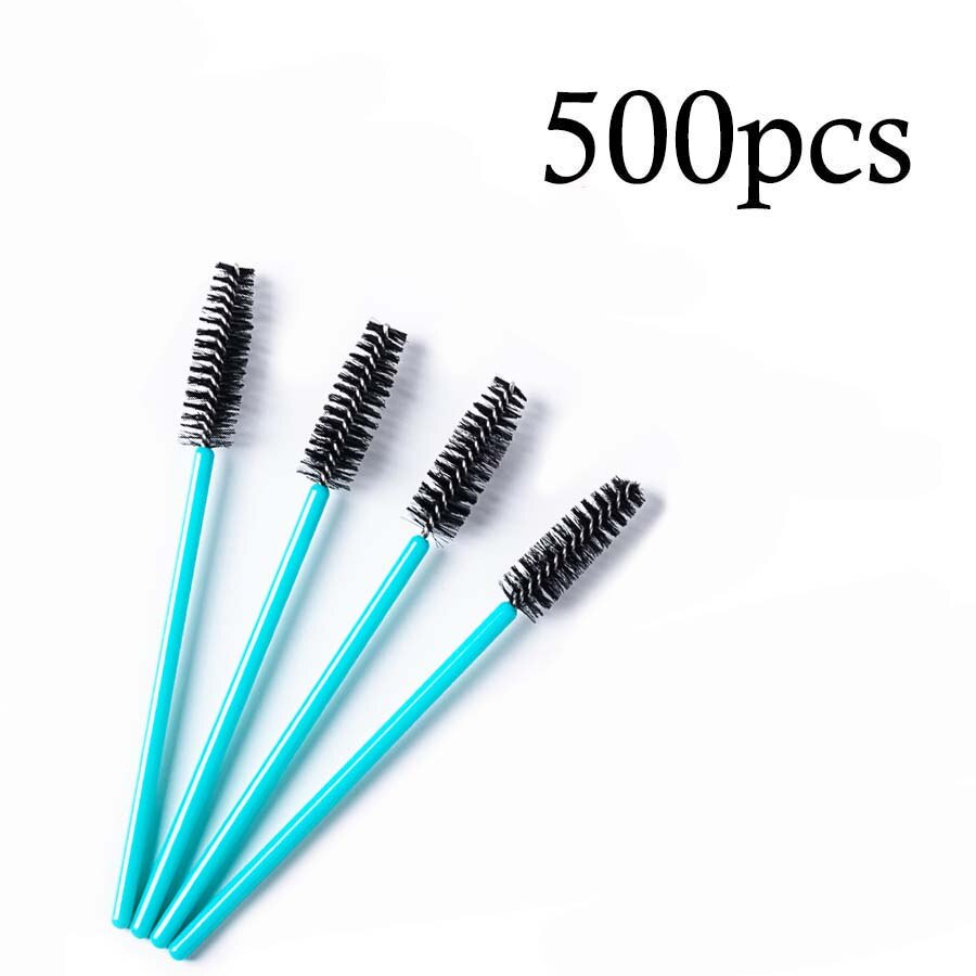 500 Stks/pak Wegwerp Kristal Wimper Borstel Kam Wimpers Extension Mascara Wands Make-Up Professionele Beauty Tool: 500pcs Black Blue