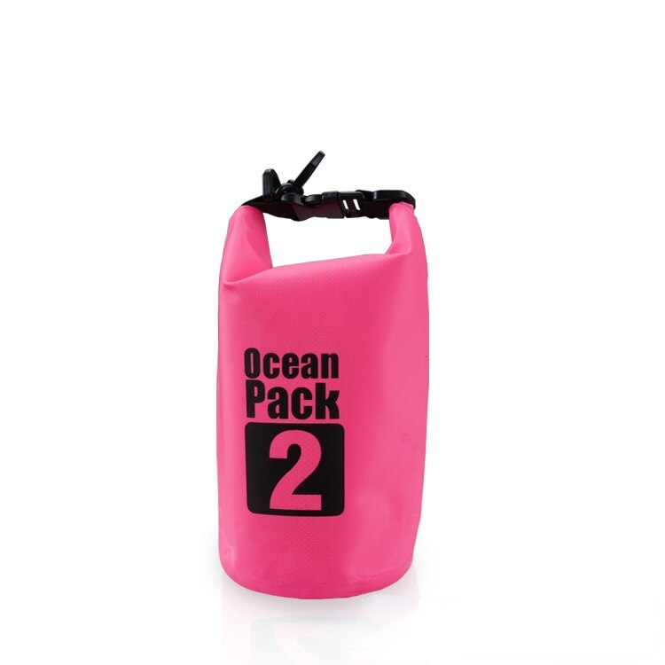 Pvc Zak Waterdichte Tas 2L Outdoor Zwemmen Tas Duiken Compressie Opslag Dry Bag Voor Man Vrouwen Kajakken Rugzak Strand Tassen: Pink
