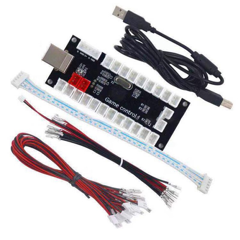 2 Player Arcade Contest DIY Kits USB Encoder To PC Joystick + LED Chrome Buttons For Arcade Mame Raspberry Pi 2 3 3B