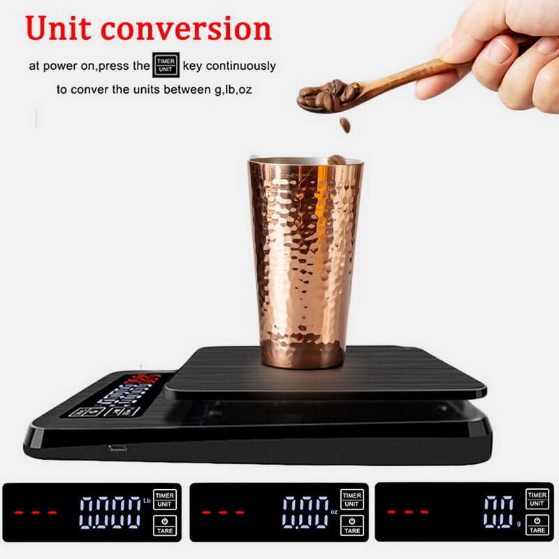 Precision Digital Food Scale USB Rechargeable Kitchen Scale For Cooking Baking Drip Coffee Scale With Timer 3/5kg/0.1g 10kg/1g