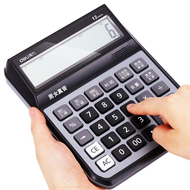 Calculadora de voz Deli 1555/1556, calculadora de inclinación masculina y femenina, ordenador multifunción, 1 unidad