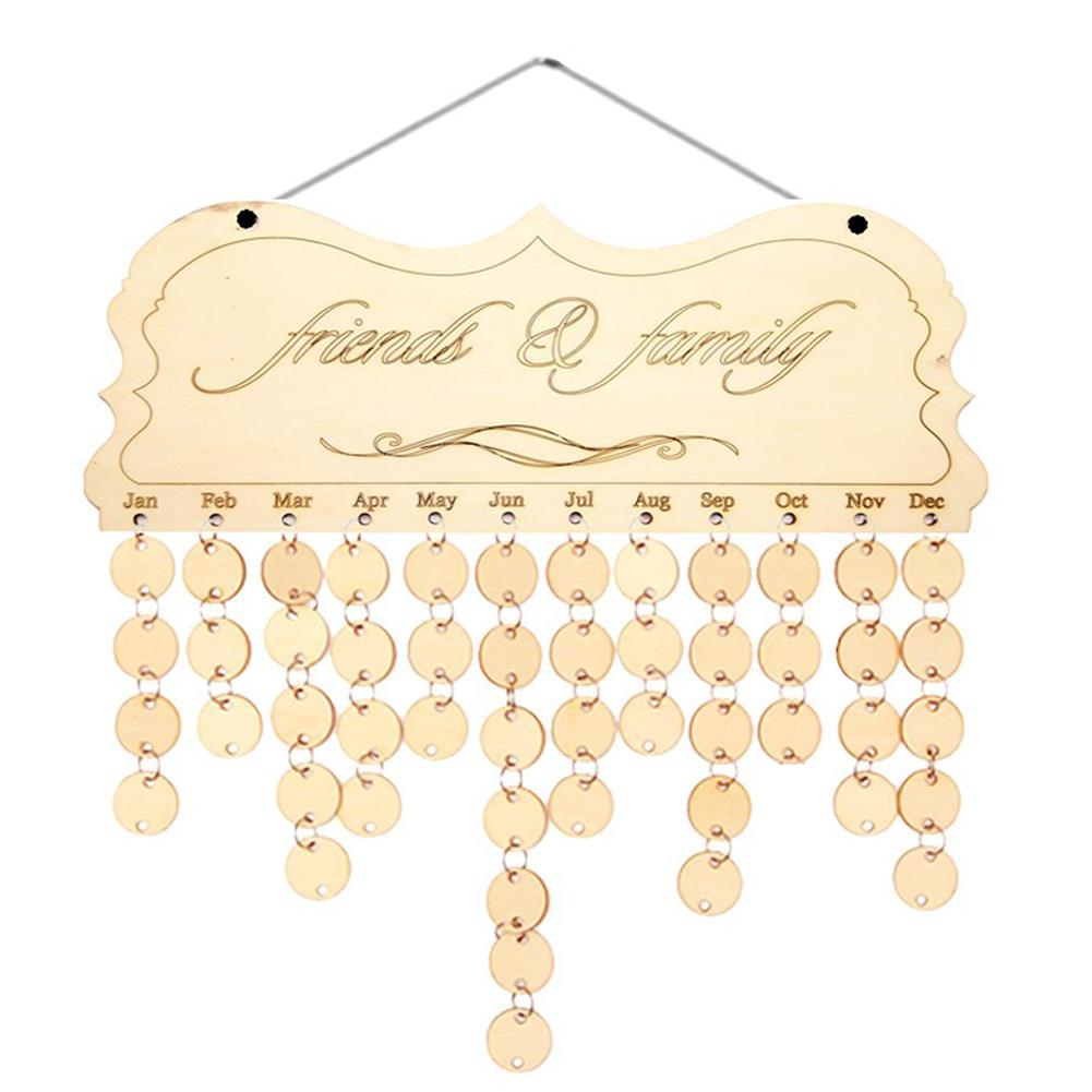DIY Wooden Family Friends Date Mark Sign Hanging Blank Calendar Board Decor: b