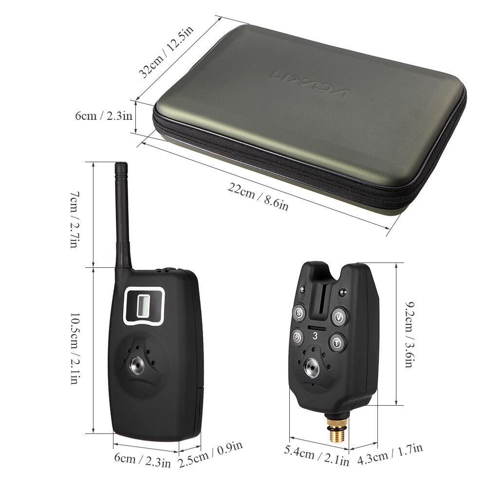 Lixada, conjunto de alarmas de mordedura de pesca inalámbrico, Kit de alarma de pesca Digital, indicador de alarma LED, campana de alarma, receptor, aparejo de pesca con caja