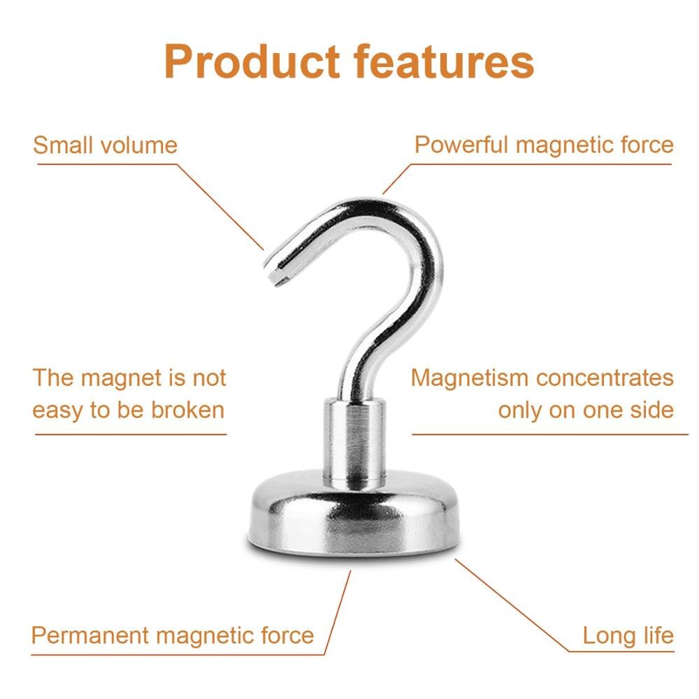 Neodymium Ijzer Borium Krachtige Magneet Haak E16 Magnetische Haak Zuignap Anti-Collision Magnetische Haak Metalen Sterke Magnetische Haak