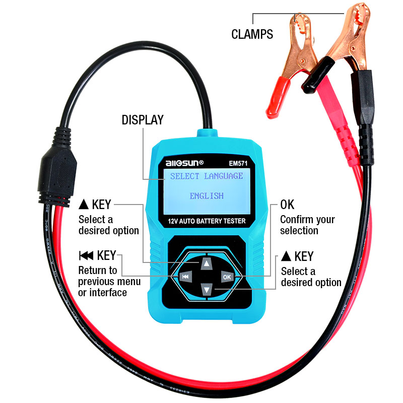 12V Automotive Vehicle Car Battery Tester 3 in 1 Multifunction Check Meter Digital Analyzer Diagnostic ALL-SUN EM571