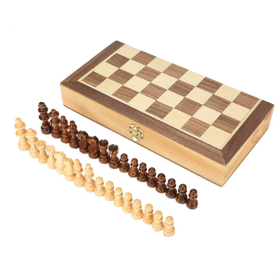 Folding Portable Wooden Magnetic Chess Set Adult Kids Beginner Large Chess Board Wooden International Chess Set