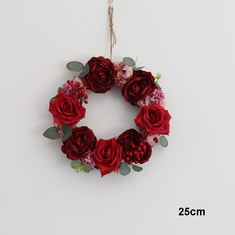 Kunstig simulering blomster bryllupsdekorasjon jul kransdør dekorasjon rose blomsterkrans hjem fest dekor: 4