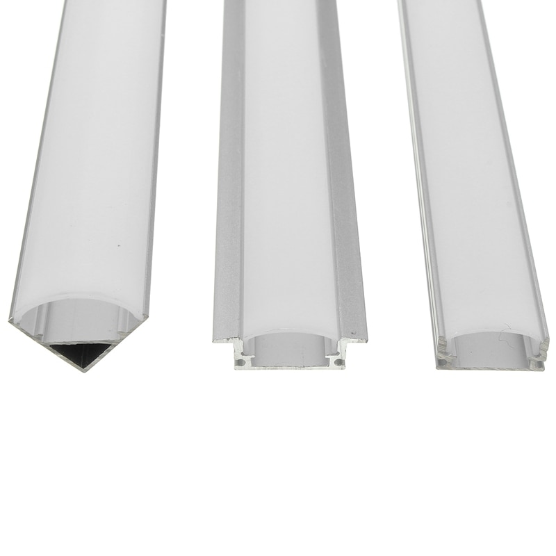 Barra de luz LED de aluminio plateado de 45cm con forma de U/V/YW, soporte de canal para Barra de luces LED, lámpara de gabinete