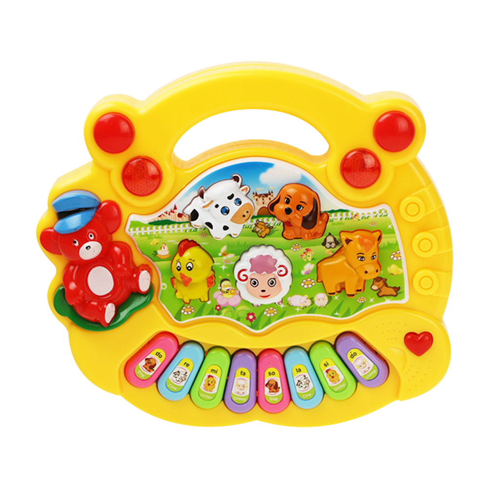 Piano con sonido de animales de granja chinos para niños, Juguete Musical de animales, teclado con sonido, instrumentos musicales: Yellow