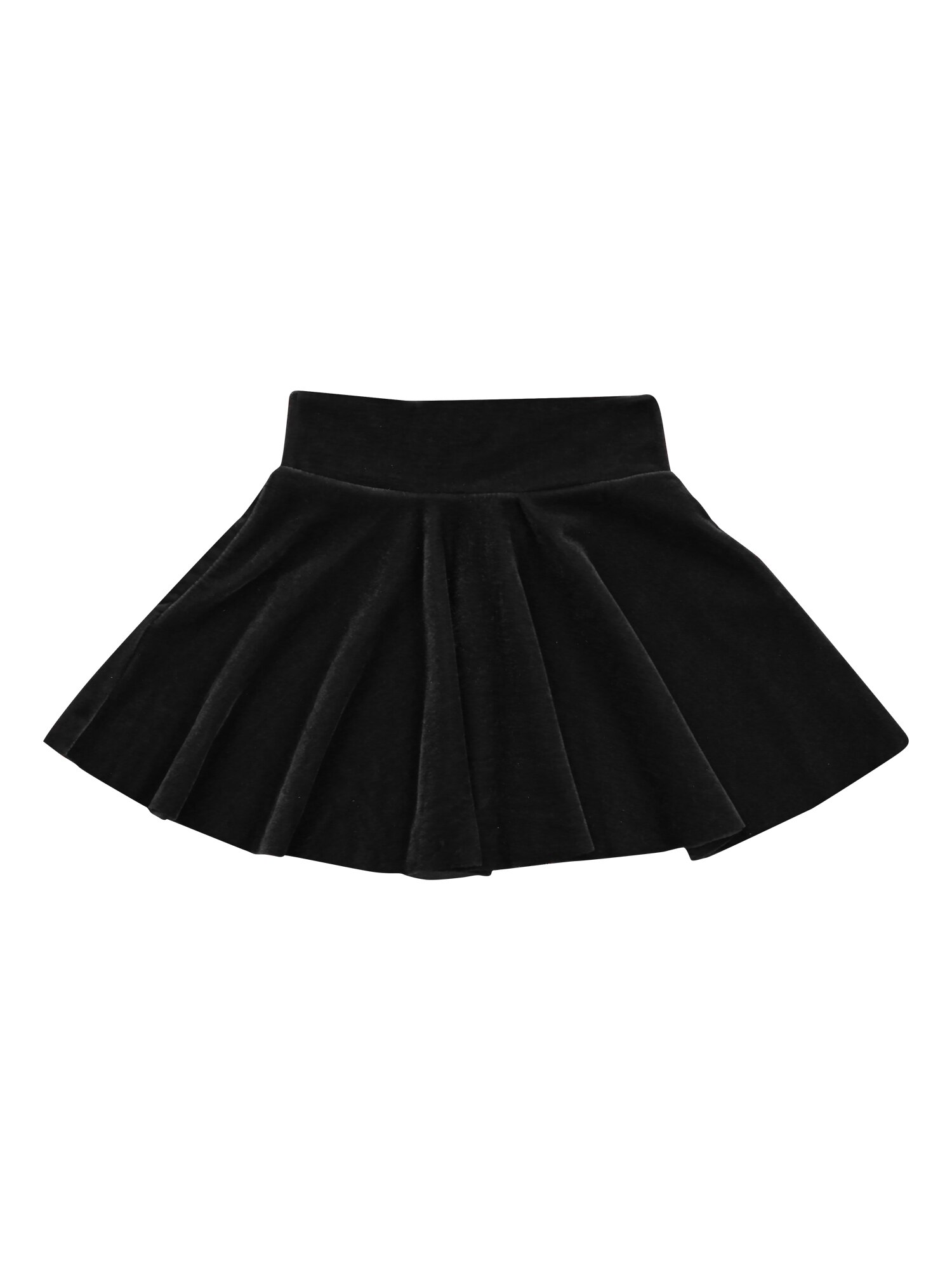 Baby Meisje Half Jurk, Hoge Taille Rok, Fluwelen Effen Kleur Geplooide Prinses Fall Warme Rok