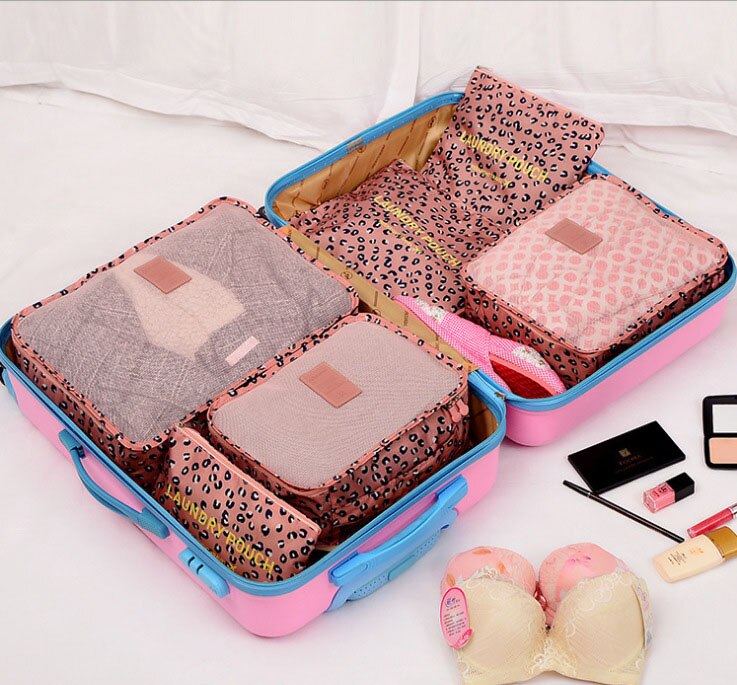 6 piece set / set Oxford knit bag travel bag storage bag luggage packaging cube storage bag clothing: D2