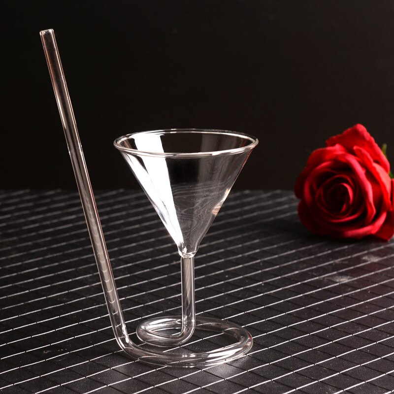Spiral cocktail glass rotating martini glass vampire glass long tail cocktail glass