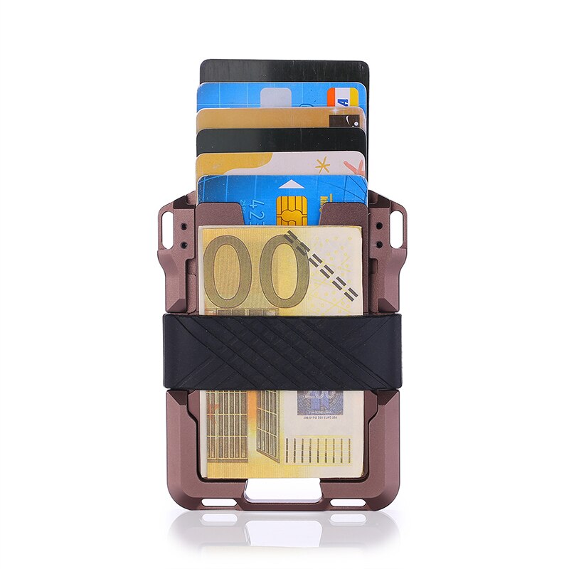 NFC Rfid Metal Bank Credit Card Holder Men Women Minimalist Wallet Male Cardholder porte carte Billetera case for badges choker: Coffee