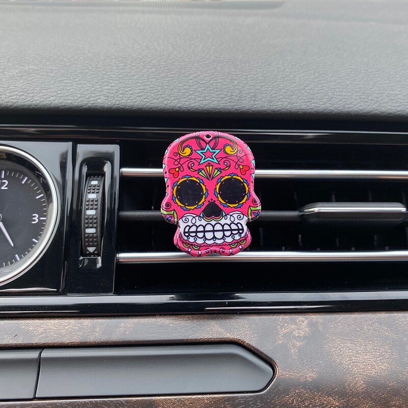 Car Air Freshener Clip - Skull Design - 3x4cm - Acrylic Acid & Iron Alloy - LuckyAroma: 2