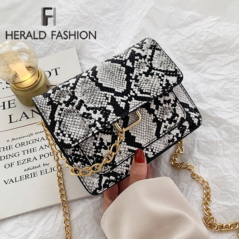 Women Snake Print Handbags Purse Vintage PU Leather Crossbody Bags Female Serpentine Casual Large Messenger Shoulder Bag