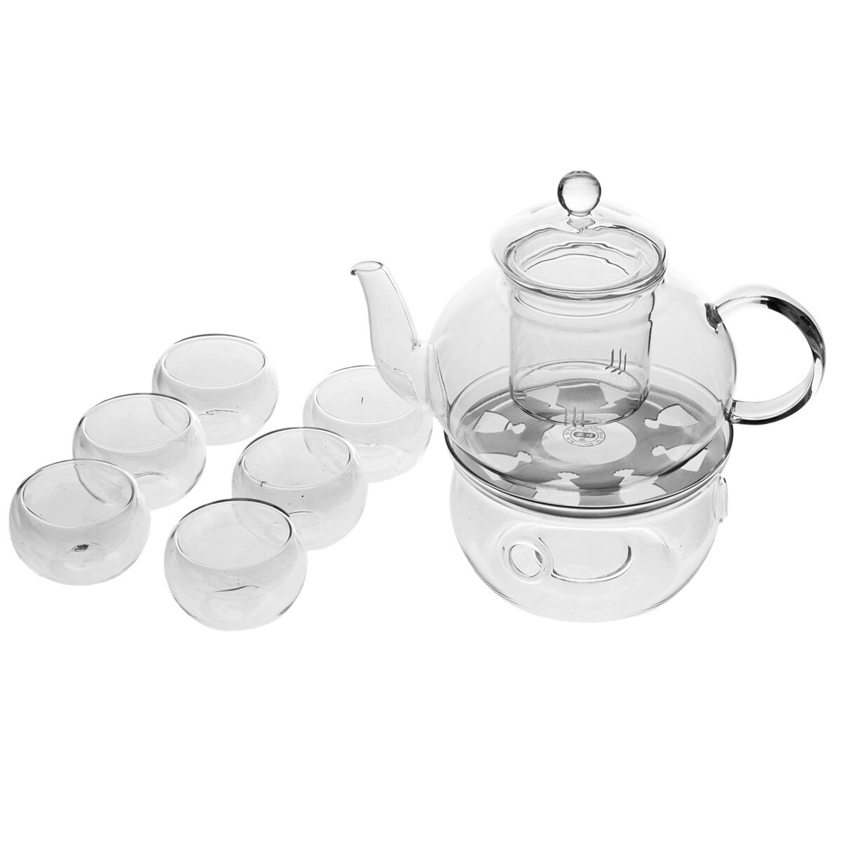 Ykpuii 800ml 6 dubbelvägg tekanna set infuser tekanna värmare med sil borosilikat värmebeständigt glas blommor tekoppar