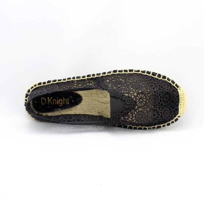 Kvinder lejligheder espadriller blonder halm fisker sko sommer hult hul fritidssko stor størrelse dame hamp reb sandal sko