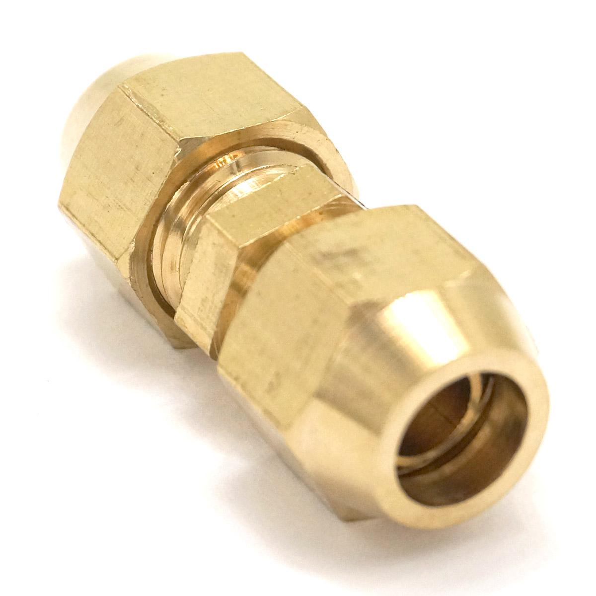 Flare Tube OD 8mm x Flare Tube OD 8mm Brass Flare Male Connector Tube Pneumatic Fitting with Short Flare Nut