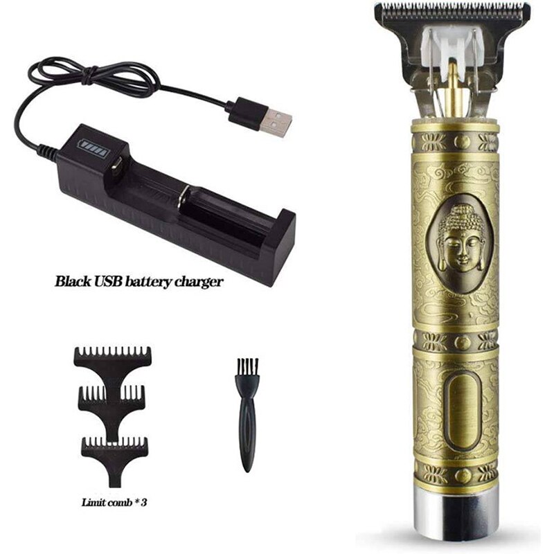 Genopladelig hårklipper frisør klipning til mand hårklippemaskine metal elektrisk hårtrimmer 0mm barbermaskine barbermaskine