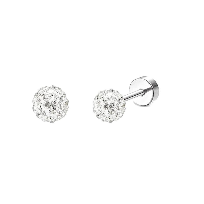 2PCS/Set Stainless Steel Heart Moon Earbone Stud Screw Ball Stud Earrings for Women Ear Tragus Cartilage Body Piercing: PURPLE