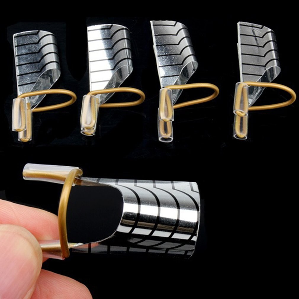 Pochoirs à ongles réutilisables en aluminium, Gel UV, outil pour Nail Art, Extension de vernis à ongles, formes de protection, outils d&#39;aide pour les ongles, 5 pièces