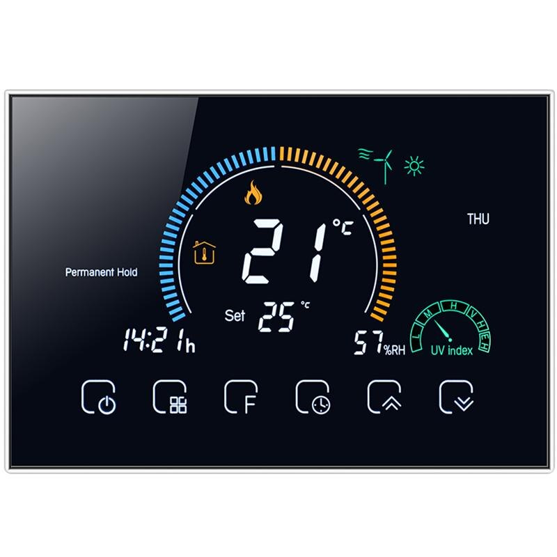 1 Set Wi-Fi Thermostat Indoor Smart Temperature Controller Home Appliances: Black