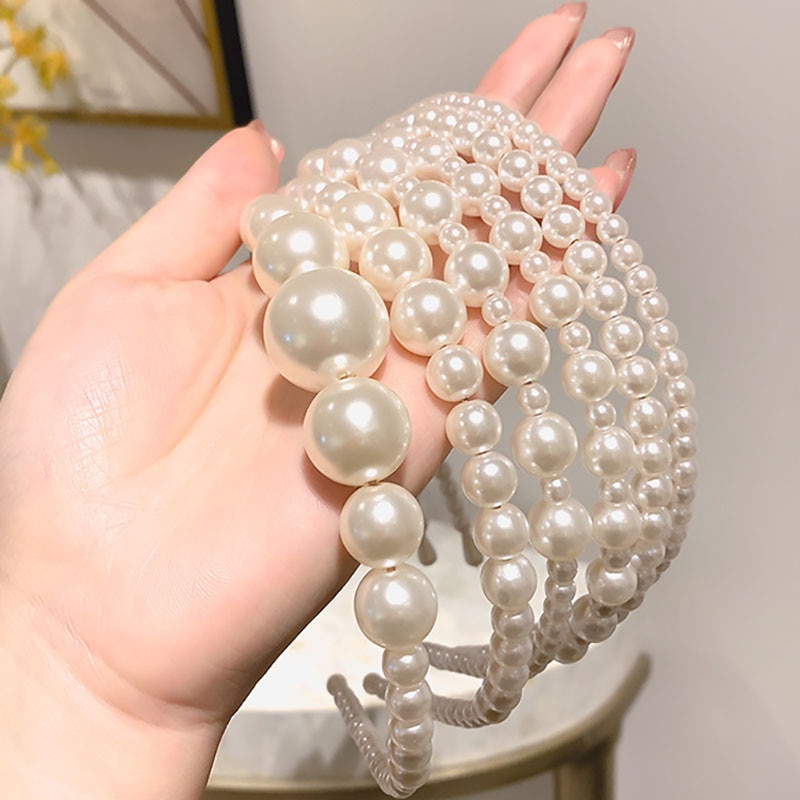 Volledige parels haarband hoofdband haar hoepel houder ornament vrouwen haaraccessoires parel haarbanden