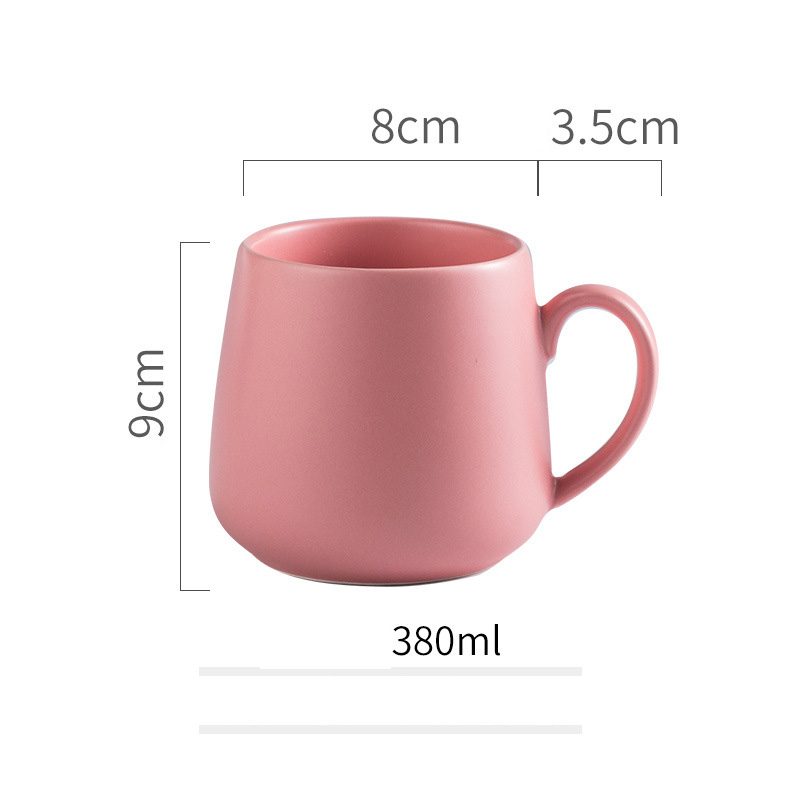 Matte Drum Ceramic Cup Household Pure Color Round Milk/Coffee Cup Mug Catering Supplies Nordic Style Water Cups: Pink