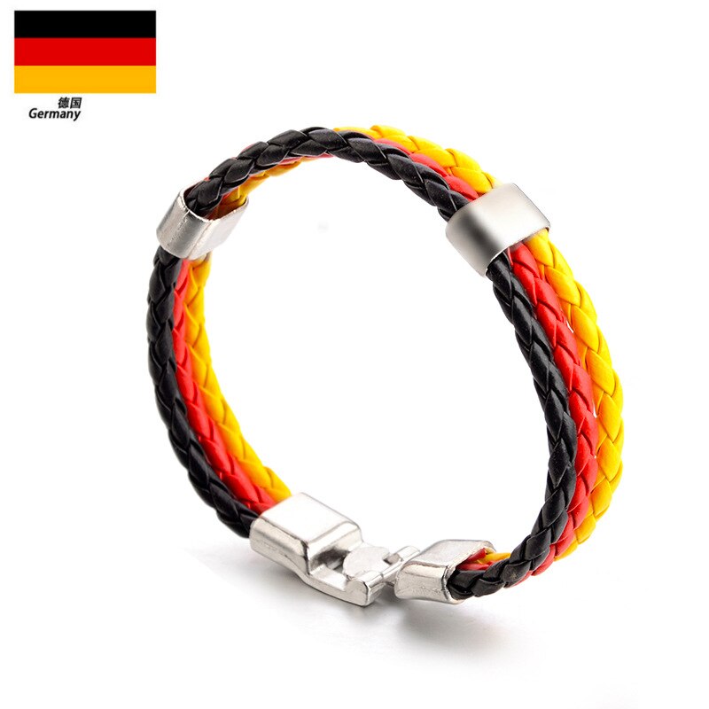 National team Flag Leather france Wristband Nigeria Bracelets soccer SPAIN: germany