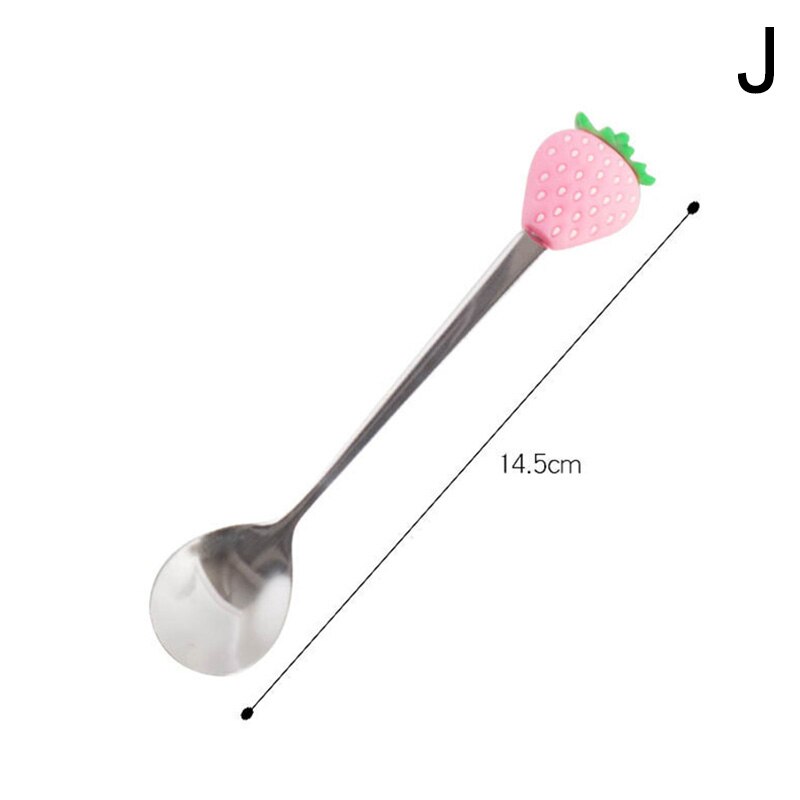 Spoons Fork Stainless Steel Coffee Stirring Spoon Fruit Dessert Fork Fruit Shaped Kitchen Tool Teaspoon Tableware: J
