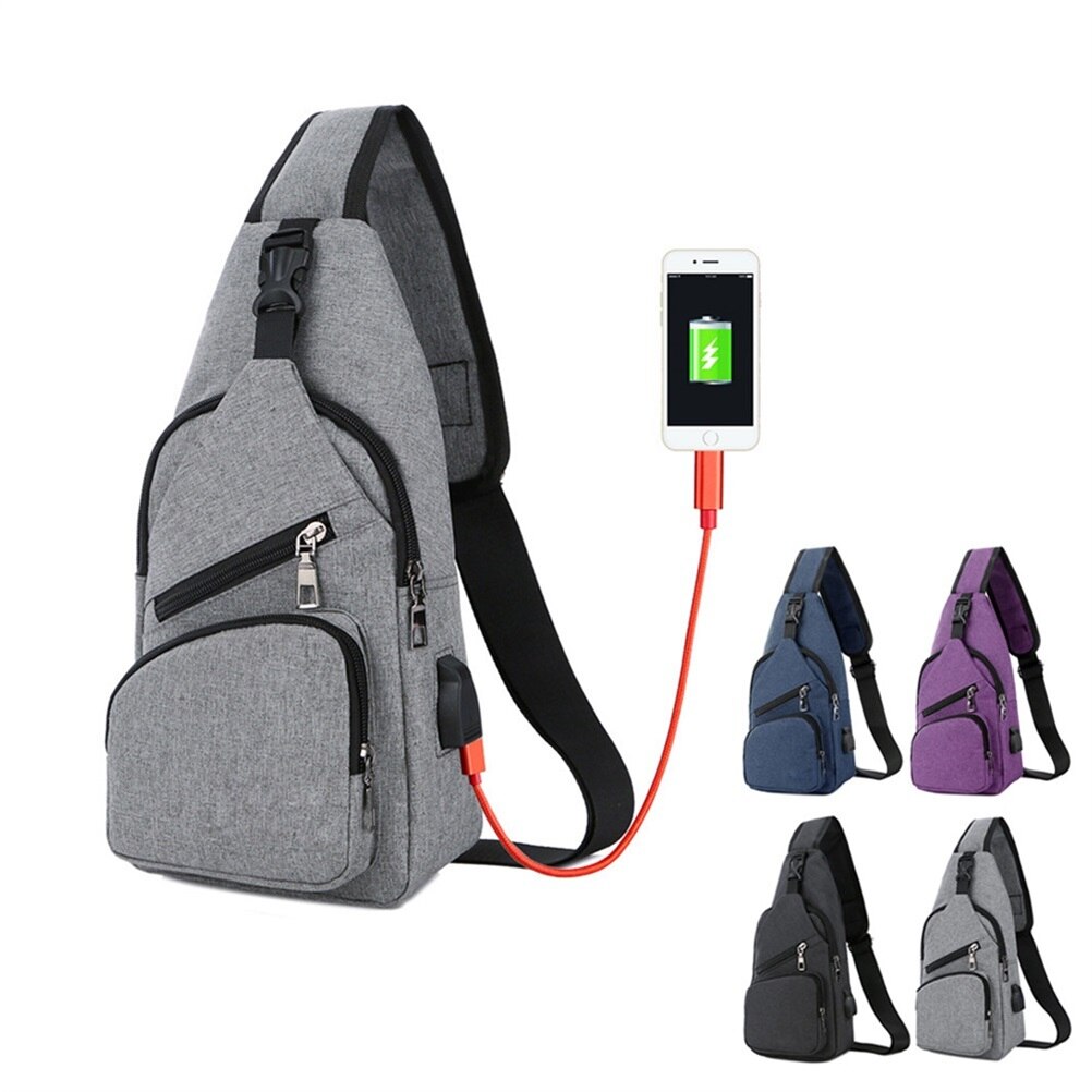 Mannen Anti-Diefstal Borst Pakken Toevallige Schoudertas Crossbody Tas Outdoor Diagonaal Borst Zak Met Usb-poort Opladen Vrouwen telefoon Tassen
