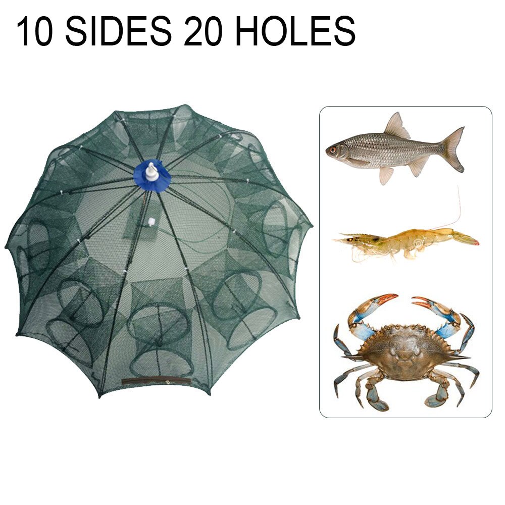 Galvanized Nylon Fishing Net Fish Crab Crayfish Lobster Catcher Pot Automatic Trap Collapsible Trap Cast Keep Net Umbrella Cage: C6