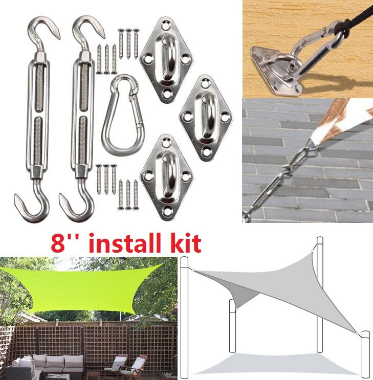 18 st fixeringssats för solsegel i rostfritt stål trädgårdssolskydd tillbehörssats för segelfäste