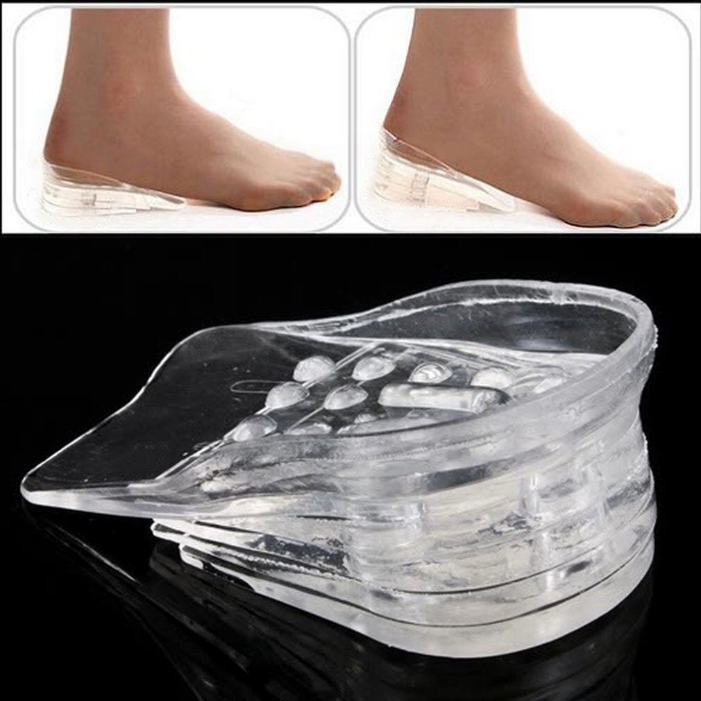 Semelles de Gel en Silicone 1 paire | Transparentes 5 couches, réglable en hauteur, Inserts de levage de chaussures, augmente la hauteur, confortable, directe
