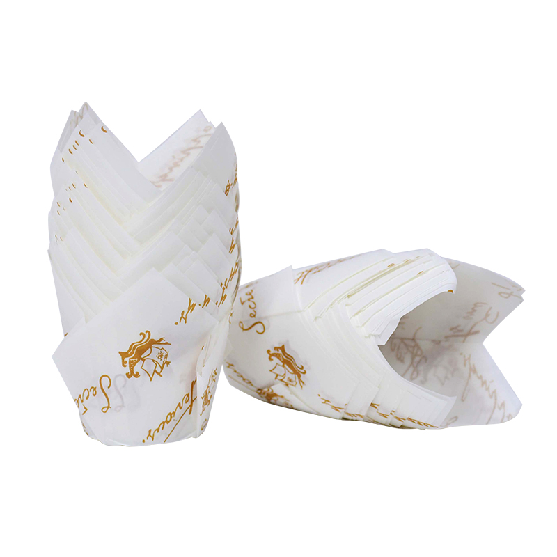 50Pcs Newspaper Style Cupcake Liner Baking Cup For Wedding Party Caissettes Tulip Muffin Cupcake Paper Cup Oilproof Cake Wrapper: Dark Khaki