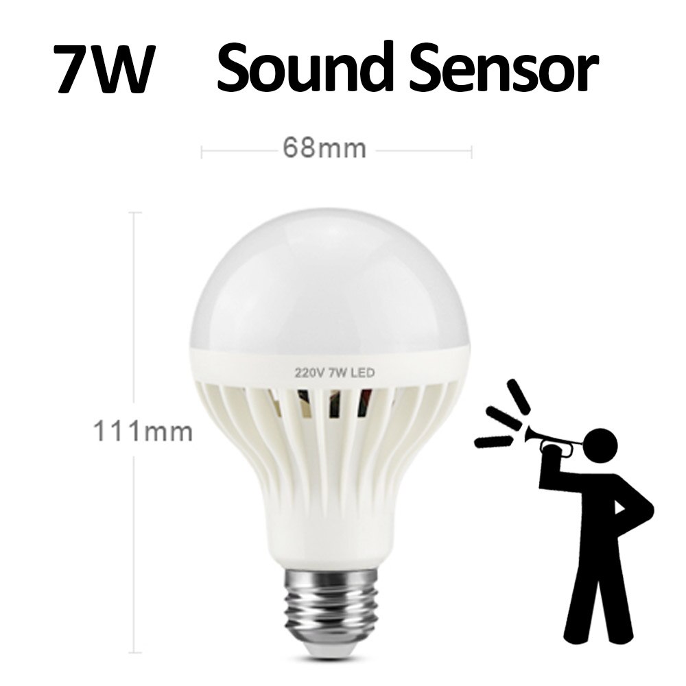 Lamp Met Motion Sensor Licht PIR LED Nachtlampje Beweging Detectie Sensor Lichten Thuis Sound + Light Sensor 220V lampen E27 Lamp: Sound Sensor 7W