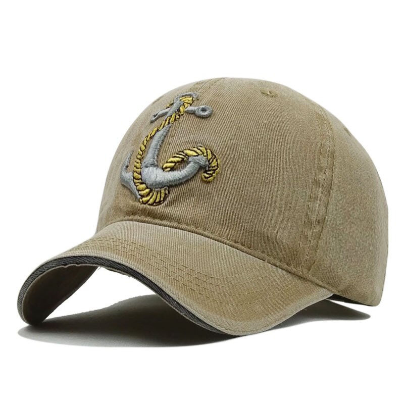 The Anchor Washing Embroidered Baseball Cap Ms. Washing Retro Casual Cap Male Outdoor Sun Visor: beige