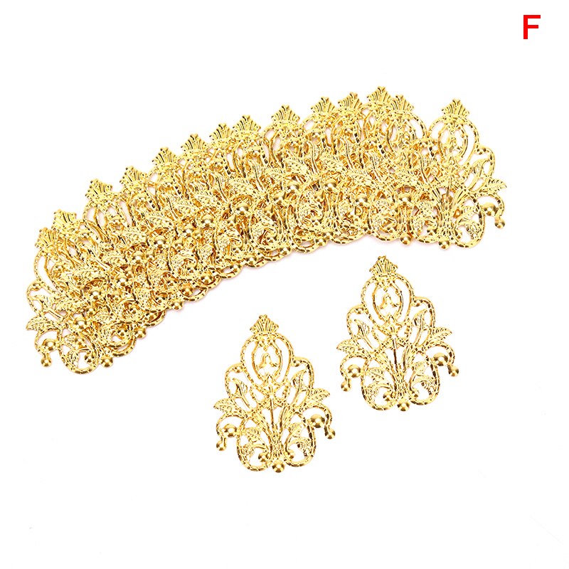 20pcs Filigree crafts Hollow Embellishments Findings Jewelry Accessories Bronze Tone ornaments 35mm