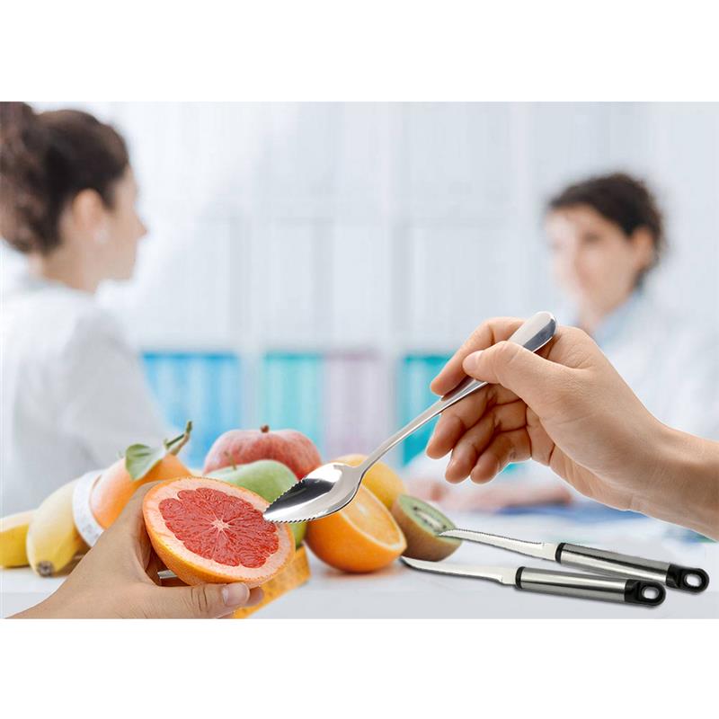 Cuchara de acero inoxidable para fruta, utensilio de cocina para servir fruta, pomelo, con 2 peladores de pomelo, 4 unidades
