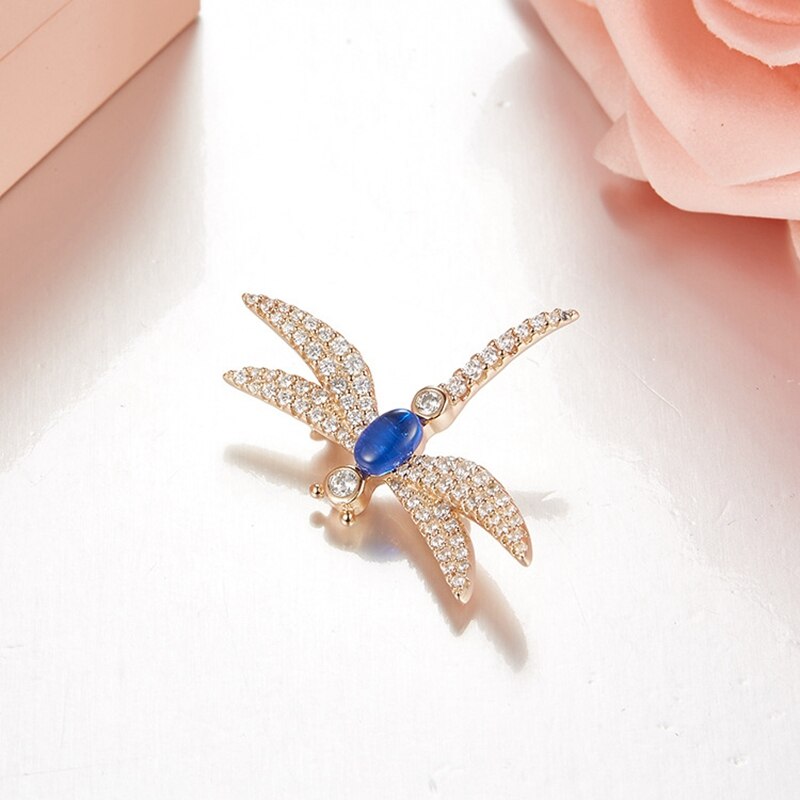 Broche de libélula de Plata de Ley 925 con circonita, broche de colores, para mujeres