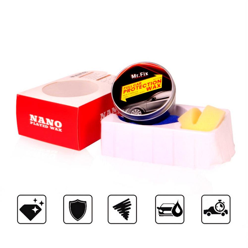 Cera de Carnauba Premium para coche cera para pintura dura de cristal, reparador para arañazos, mantenimiento, cera para pintura, recubrimiento de superficie, esponja y toalla gratis