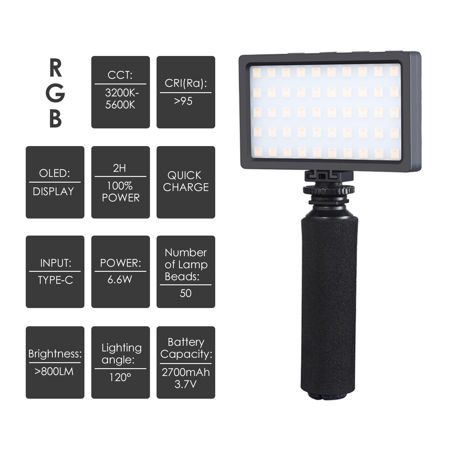 Onefire 3200k-5600k mini led lys rgb justerbar til video blogger bærbar håndholdt led lys fotografisk kamera video lys