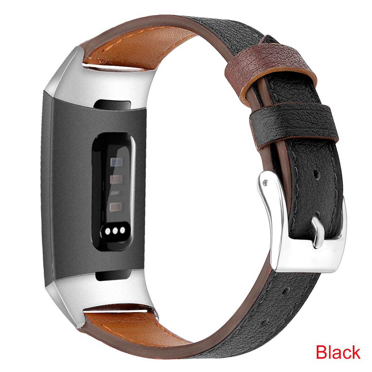 Essidi For Fitbit Charge 3 4 Leather Band Women Men Smart Bracelet Replacement For Fitbit Charge 3 4 Wristband Watch Strap Loop: black / S