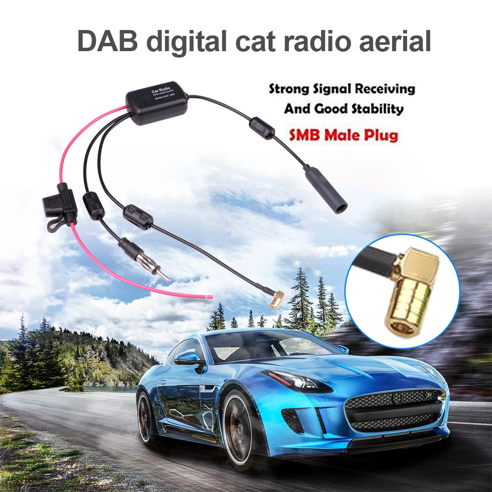 Antena estéreo para coche DAB + FM, adaptador de Cable divisor aéreo, amplificador de señal de Radio de 12V, amplificador de señal de antena FM/AM, accesorios para coche