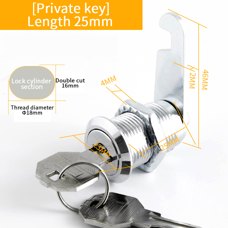 Juego de 5 cerraduras de seguridad con cilindro de Metal, cerradura de leva con llaves, buzón de seguridad, cajón de cerradura de 16mm/20MM/25MM/30MM: Oro