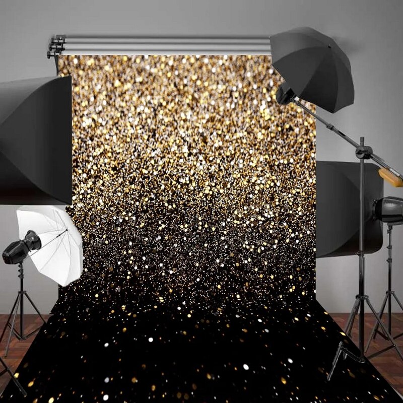 Vinyl Party Glitter Zwart Gouden Stippen Photo Studio Achtergrond Fotografie Achtergrond Portret Baby Pasgeboren Kind Foto Achtergrond