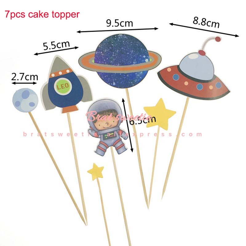 Outer Space Cupcake Toppers Rocket Spaceship Boy Theme Birthday Party Supplies Cake Decorative Outer Space Party Decorations: space ufo topper