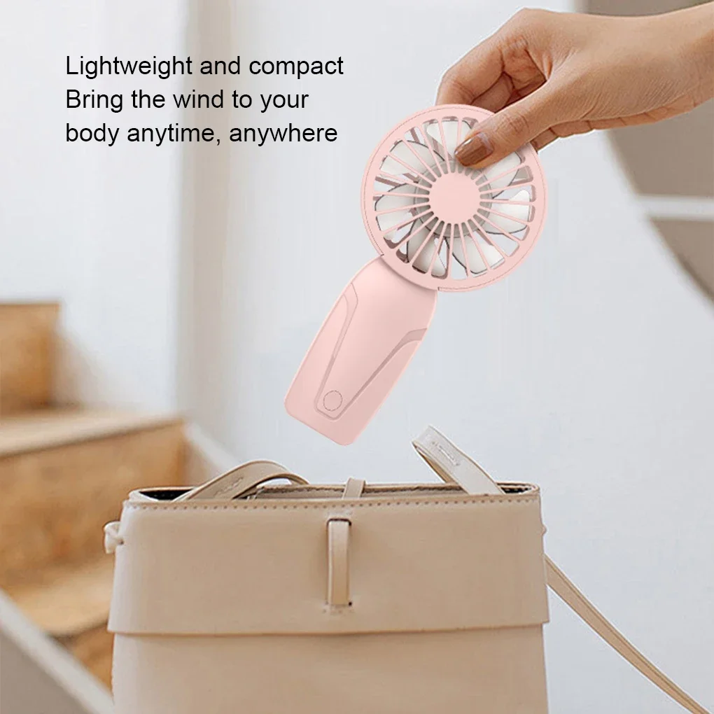 Sommer-Handheld-Kleinventilator aus ABS, leicht, niedliches Aussehen, wiederaufladbarer USB-Ventilator für unterwegs, kühlender tragbarer Mini-Taschenventilator